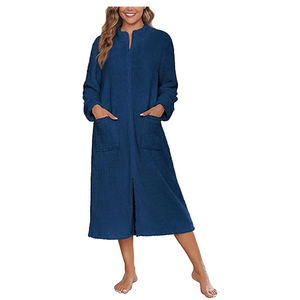 <span class=keywords><strong>Peignoir</strong></span> <span class=keywords><strong>zippé</strong></span> en peluche douce pour femme, chaud et confortable, col montant, avec poches, grande taille, vêtements de détente - Product Image 6