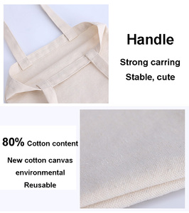 Taille Logo personnalisé imprimé écologique recyclé réutilisable plaine vierge organique Calico coton toile épicerie Sac fourre-tout 14 - Product Image 6