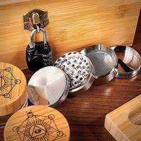 Scatola portaoggetti rettangolare in bambù ecologico fatta a mano con grattugia in vetro e vassoio per rollare, ideale come regalo o per artigianato