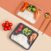 Boîtes de conservation alimentaire en plastique jetables rectangulaires multi-tailles avec couvercles réutilisables, contenants pour repas à emporter