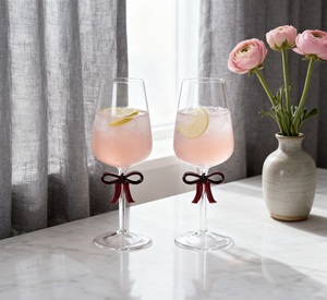 Thiết kế hiện đại Red Black Color Glass goblets với Bow Wine Flutes cho trang trí đám cưới và quà tặng cho - Product Image 6