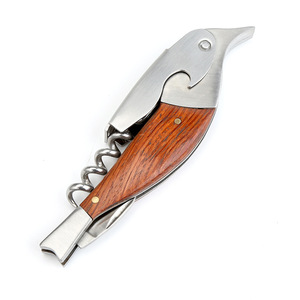 Factory wholesale new stainless steel multi-functional bottle opener with wooden handle for kitchens, <b>wine</b> opener, beer opener. - Product Image 1