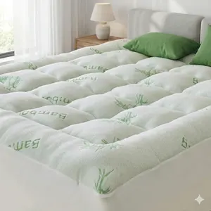 Geluidloze, ademende bamboe quilted matrasbeschermer, extra dik matrasdekbed, zacht en koel, met diepe zakken - Product Image 1