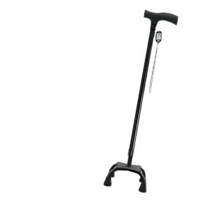 Canne à quatre pieds en alliage d'aluminium noir, légère, antidérapante, pour personnes âgées, utilisation en extérieur - Product Image 1