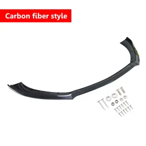 Mustang three-segment front shovel front bumper split spoiler lip decorative, anti-collision, Carbon fiber 3PCS