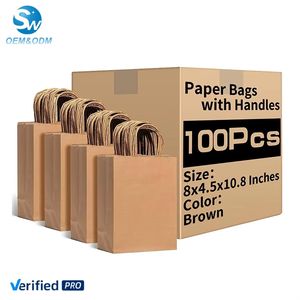 Bolsas de Papel Kraft Reciclado Personalizadas 2026 con Asa Impresa en Flexografía para Restaurantes, Diseño Personalizable, <span class=keywords><strong>Precio</strong></span> de Fábrica - Product Image 1