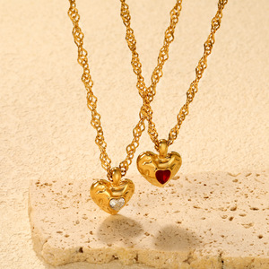 Collar con colgante de diamante en forma de corazón, oro de 18 quilates y acero inoxidable para mujer, uso diario. - Product Image 2