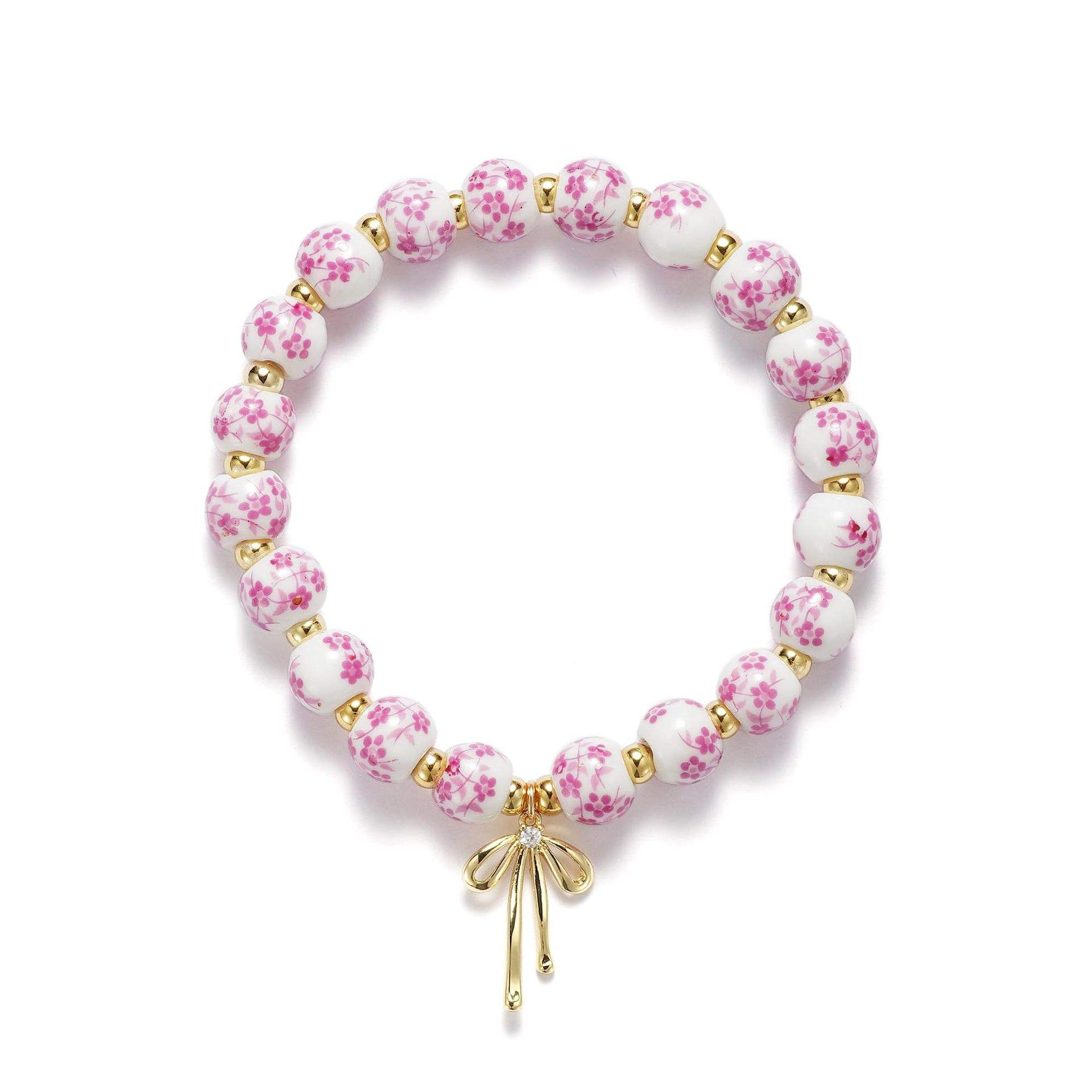 Pink Porcelain Bow Bracelet