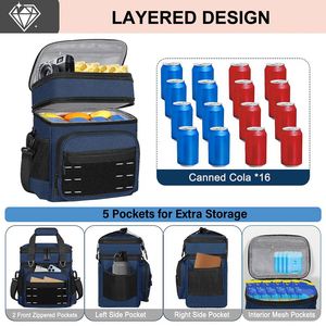 Sac isotherme pour déjeuner, imperméable, pliable, grande capacité, peut contenir 16 canettes, multi-poches, pour le travail, la salle de sport, les voyages - Product Image 5