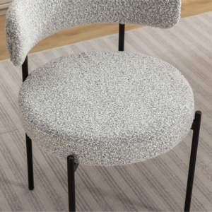 DB Burbank Modern Round Boucle Dining <b>Chairs</b> Set of 2 <b>Black</b> & White Color Scheme - Product Image 5