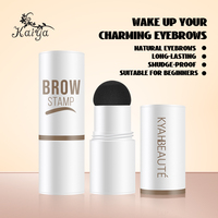 KYAHBEAUTE Kit de tampon et pochoir à sourcils vegan, crème-pommade waterproof, teinte noire, fixation longue durée toute la journée, pour un façonnage en une seule étape