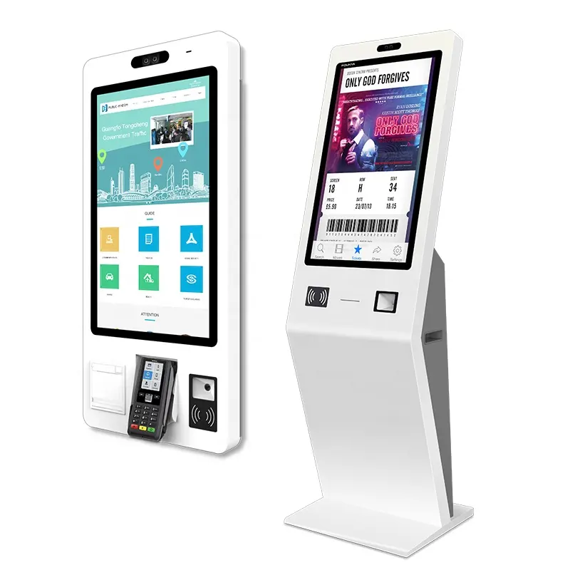 Touchscreen Kaartlezer Printer Scanner Queuing Bill Zoeken Bezoeker Machine Self Service Kiosk Voor Openbare Cinema Scenic