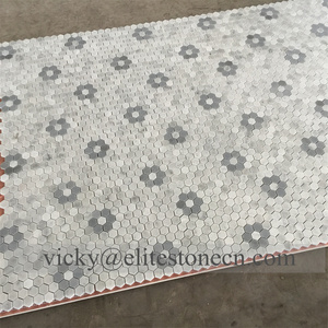 Mosaïque de marbre de luxe en pierre naturelle à découpes mixtes pour murs de cuisine et hôtels-villas avec parquet hexagonal émaillé - Product Image 2