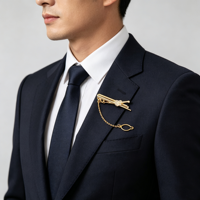 Pince à cravate en alliage plaqué or pour homme avec chaîne, accessoire de costume d'affaires, cadeau