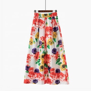 European and American Bee Floral <strong>Chiffon</strong> Pleated <strong>Skirt</strong> Elastic <strong>Skirt</strong> A-line <strong>Skirt</strong> - Product Image 5