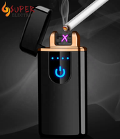 Vente chaude Électronique Double Arc Briquet Batterie Rechargeable Coupe-Vent Étanche USB Briquet Pour Cigarettes Briquets