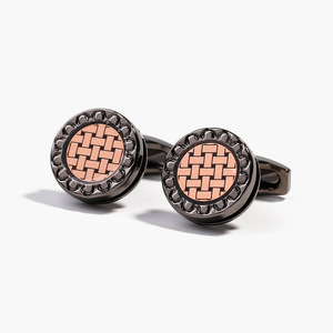 Mancuernillas de Alta Calidad para Hombre, Color Gris Cobre, Diseño a Rayas, Mancuernillas de Camisa con Personalidad - Product Image 3