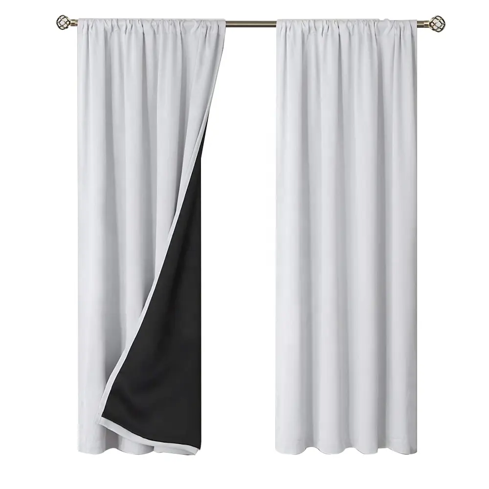 100% Blackout Curtains For Bedroom, Thermal Insulated Lined Curtains 84 Inches Double Layer Curtain, Energy Saving Curtain