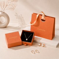 Boîte d'emballage de bijoux de luxe rose nacré avec logo personnalisé, tiroir coulissant, poignée en ruban et ensemble de sacs cadeaux – Vente en gros