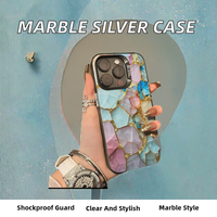 Étui de téléphone antichoc en TPU coloré à motif marbré tendance pour 16 Plus 15 Pro Max 14 13 12 11 Coque IMD