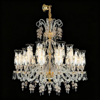 Lustre vintage en verre artistique vert, style bougie, luminaire suspendu décoratif pour salle de banquet, villa, éclairage de salle de mariage