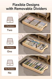 <b>Pack</b> Brown Solid Wood Bed Storage Drawers Lids Handles-Divided Underbed Cabinet Closet Wooden <b>Crate</b> Organizer Clothes-Fit Bed - Product Image 5