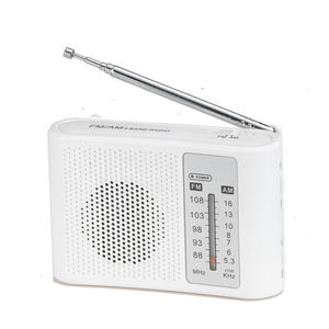 Radio portable AM FM 2 bandes légère, blanche, avec haut-parleur intégré, réglage clair de la fréquence, pour la maison, l'extérieur, radio de poche - Product Image 1