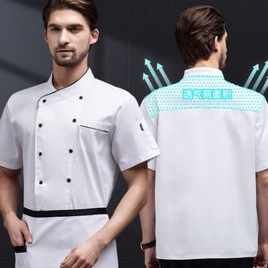 Uniformes de cuisine de restaurant et de bar à manches courtes costume de cuisine veste de chef pour uniforme de vêtements de travail de chef d'hôtel - Product Image 5
