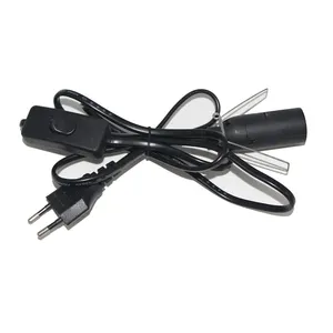 Prise européenne à 2 broches, cordon d'alimentation de 2m, base de support de lampe E27 avec interrupteur, câble de prise de Suspension de lampe e27