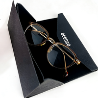 Étui à lunettes pliable en PU avec logo personnalisé, chiffon de nettoyage pour lunettes, protection pour lunettes de soleil, boîte en papier pour emballage
