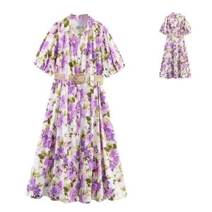 Vestidos Midi Casuales de Verano para Mujer, Transpirables, con Cintura Natural y Estampado Floral - Product Image 1