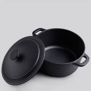 Durabilité chinoise 26cm casserole pré-assaisonnée noire ronde double poignées casserole de cuisson en fonte marmite à soupe marmite - Product Image 4