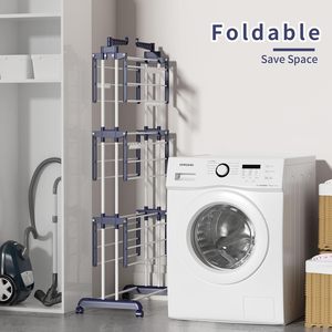 Perchero Metálico Plegable de Pie con Cuatro Niveles para Dormitorio, Balcón, Garaje y Armario - Product Image 6