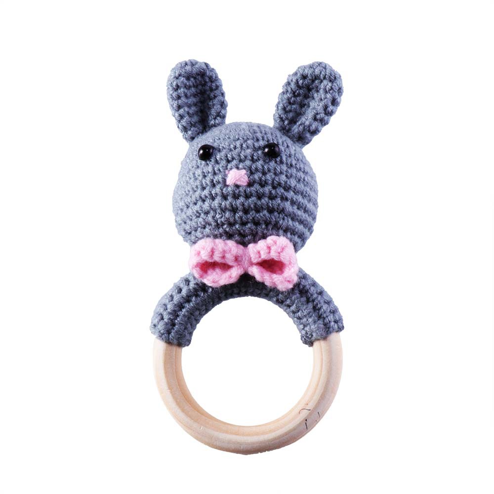 Petite cloche de hochet de lapin gris