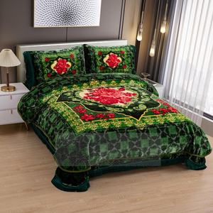 Ensemble de 4 couvertures Raschel de luxe pour lit king size, double épaisseur, réversibles, en flanelle Raschel, pour l'hiver - Product Image 3