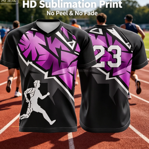 Camiseta Deportiva Sublimada con Cuello en <span class=keywords><strong>V</strong></span> de Secado Rápido para Hombre, Personalizada con Graffiti, Número y Logotipo, Uniforme de Equipo de Maratón - Product Image 3