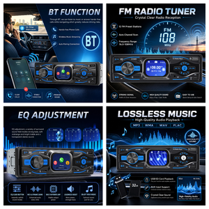Reproductor MP3 para Auto Podofo 1 DIN con Pantalla Táctil de 2.2'', Bluetooth Dual, USB/SD/AUX/FM, Carga Rápida Tipo-C, <span class=keywords><strong>Radio</strong></span> para Auto OEM/ODM - Product Image 2