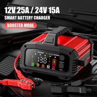 Chargeur de batterie de voiture intelligent FOXSUR 25A 12V/25A 24V/15A Chargeur de batterie portable Courant de charge en option Boîtier en alliage d'aluminium