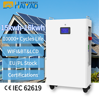 Batterie LiFePO4 51,2V murale 314Ah, protection IP55, sortie 5-16Kw pour système solaire, appareils électroménagers, stock UE