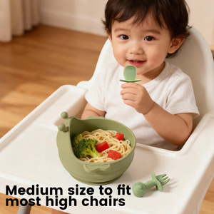 Bol en silicone personnalisé avec logo, résistant à la chaleur, sans BPA, double poignée, qualité alimentaire, pour bébés et tout-petits, vaisselle pour repas, cadeau - Product Image 4
