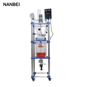 NANBEI laboratory chemical mixing stirring 20L double layer jacketed glass reactor with CE
