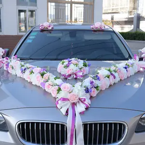 S02280 Su Misura Cerimonia Nuziale decorativa fiori Artificiali decorazione dell'automobile di cerimonia nuziale bianco auto fiore champagne fiori decorazione auto