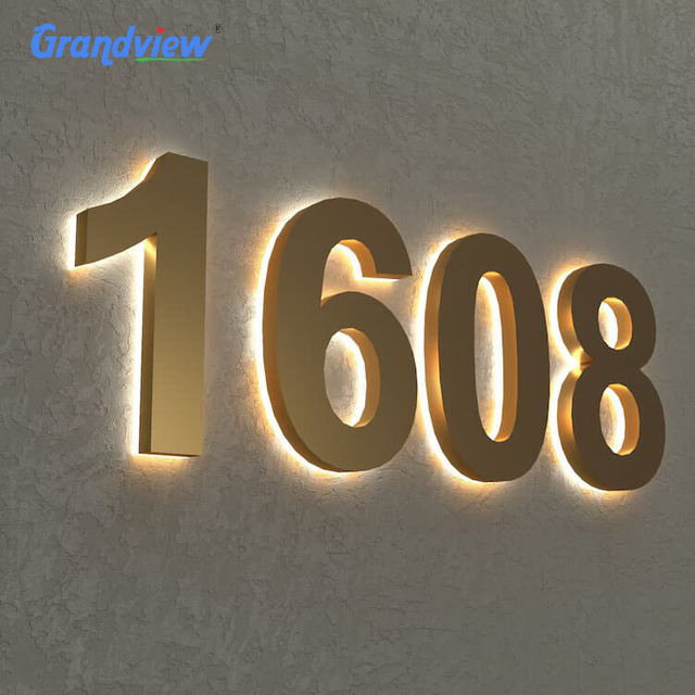 Led Room Number Display Hanging Elegant Metal Door Plates Led House Number Backlit Halo-lit Led Channel Letters