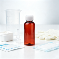 Bouteille PET vide rouge ambrée personnalisée de 2,029 oz US avec bouchon à vis pour produits liquides désinfectants et produits pharmaceutiques bruts