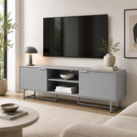 Meuble TV minimaliste avec rangement, console de divertissement moderne avec étagères et armoires ouvertes