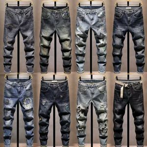 Pantalon long décontracté <span class=keywords><strong>tendance</strong></span> pour homme en denim délavé et vieilli, coupe droite ample, vente en gros - Product Image 6