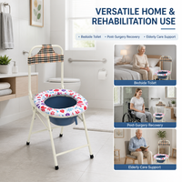 Siège de toilette portable pliable avec cuvette pour personnes âgées, femmes enceintes et patients souffrant de mobilité réduite