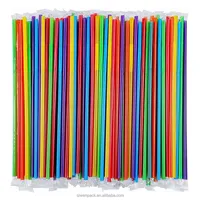 Pailles en plastique jetables sans BPA, pailles jumbo imprimées, pailles longues, personnalisables en couleur/taille/emballage