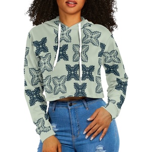 <span class=keywords><strong>Felpa</strong></span> con l'ombelico di alta qualità stampata su richiesta per donne <span class=keywords><strong>felpa</strong></span> Casual con cappuccio in tessuto hawaiano su misura - Product Image 2