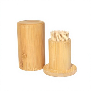 Ensemble de porte-cure-dents en bambou, décoration de table minimaliste en bois naturel, accessoire de cuisine - Product Image 1